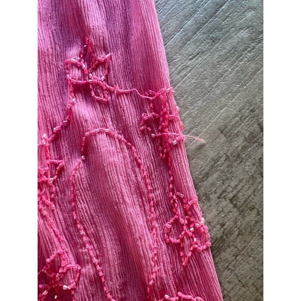 Eden Rock X PatBo St. Barths Beach Cover-up Silk Pink Beaded Sheer Dress Swim M - Picture 6 of 10